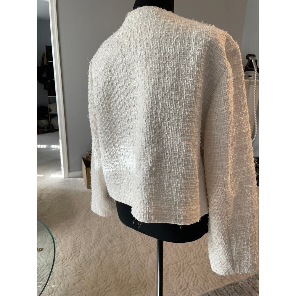 H&M Ivory Bouclé Textured Jacket XL Cropped Lady Jacket - Picture 5 of 8